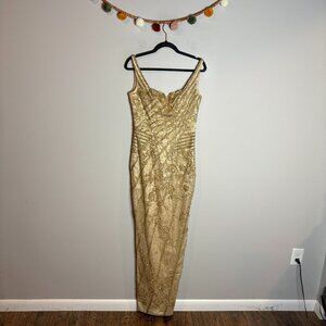 Vintage Stephen Yearick gold beaded embellished gown